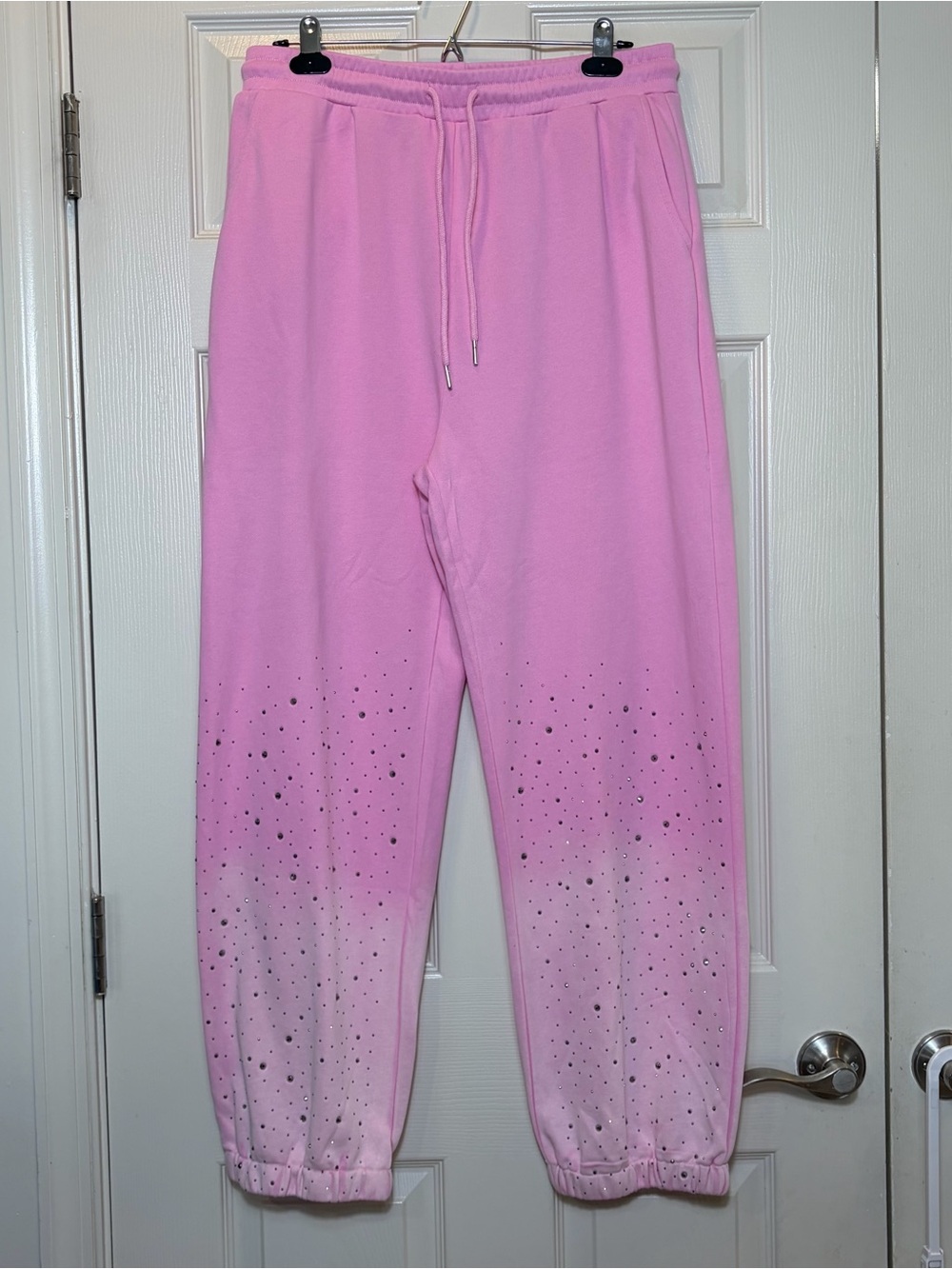 Bar By Alexa Rae Women’s Large Ombré Rhinestone Sweatpants Pink NEW!